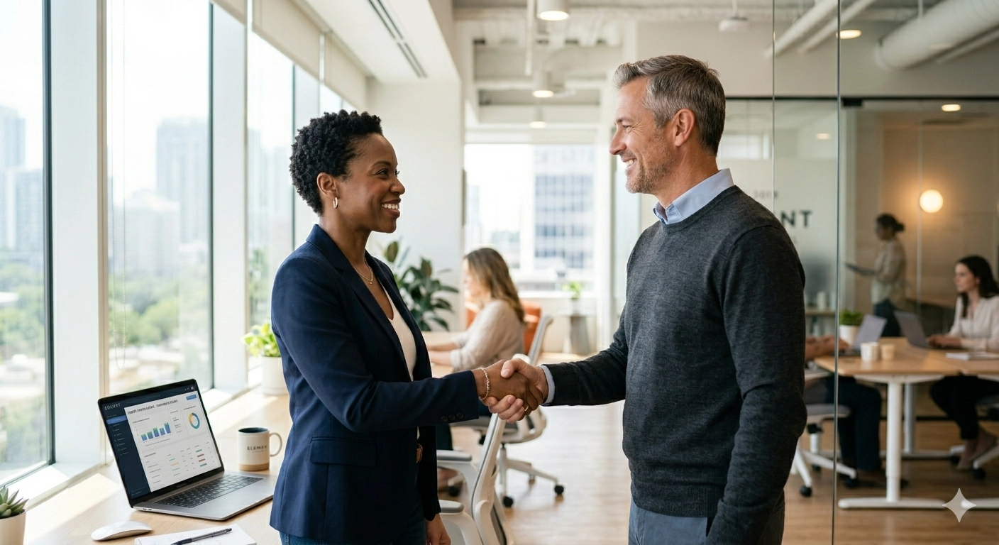 Digital consultant partnering with a small business owner